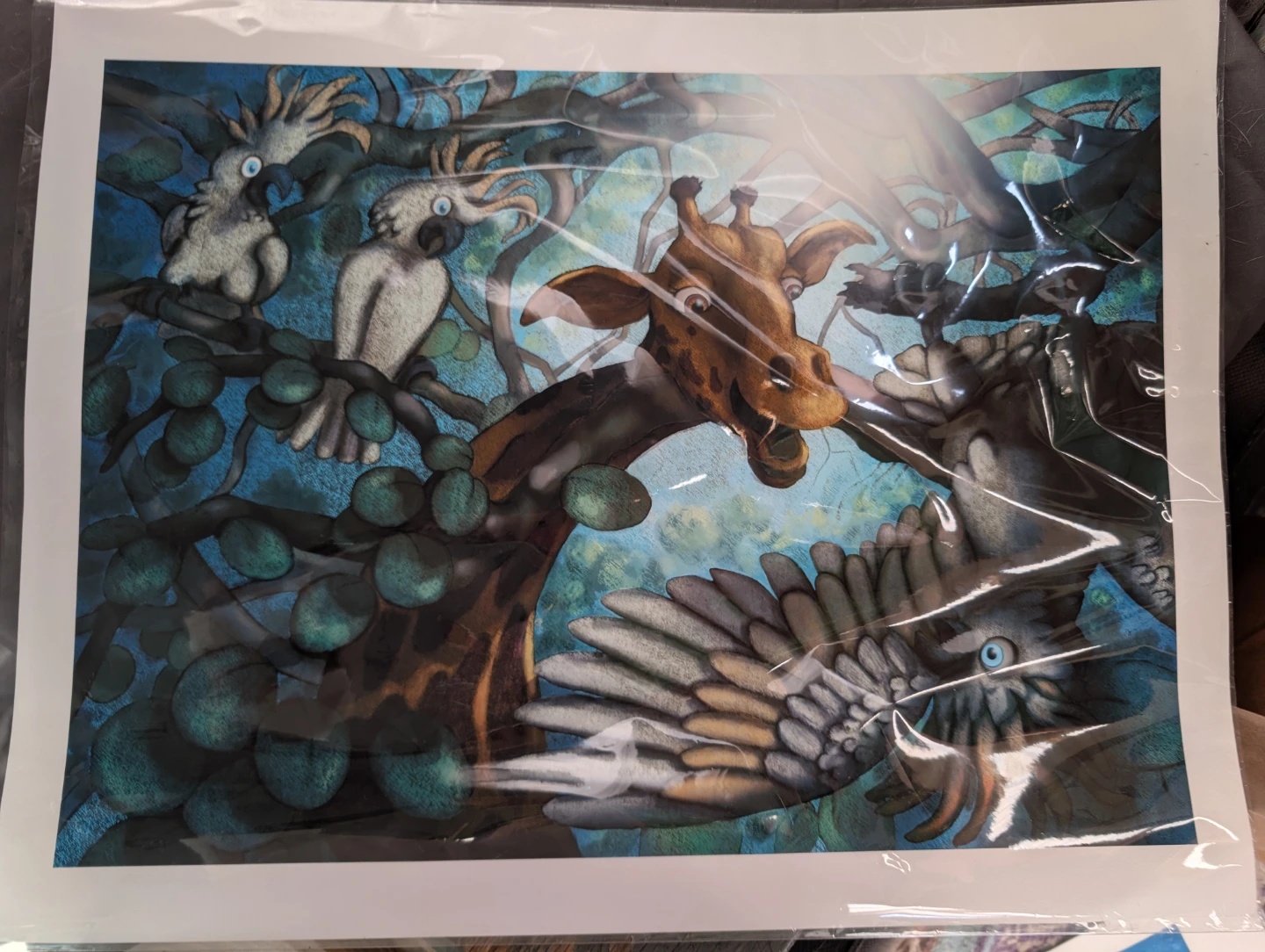 Giraffe & Cockatoos paint print - photo 2