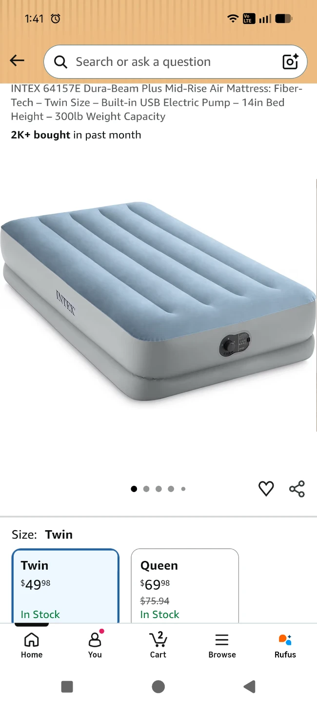 Twin Air Mattress with Pump (retail ~$55)