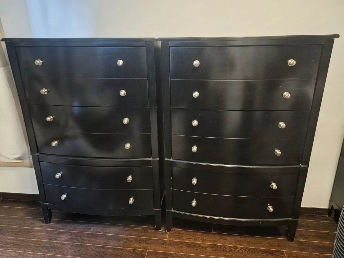 2 Solid wood Black identical Dresser Set