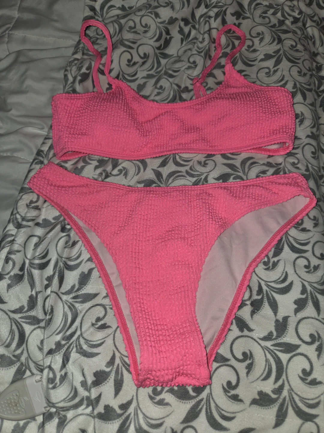 Pink Textured Bikini Set