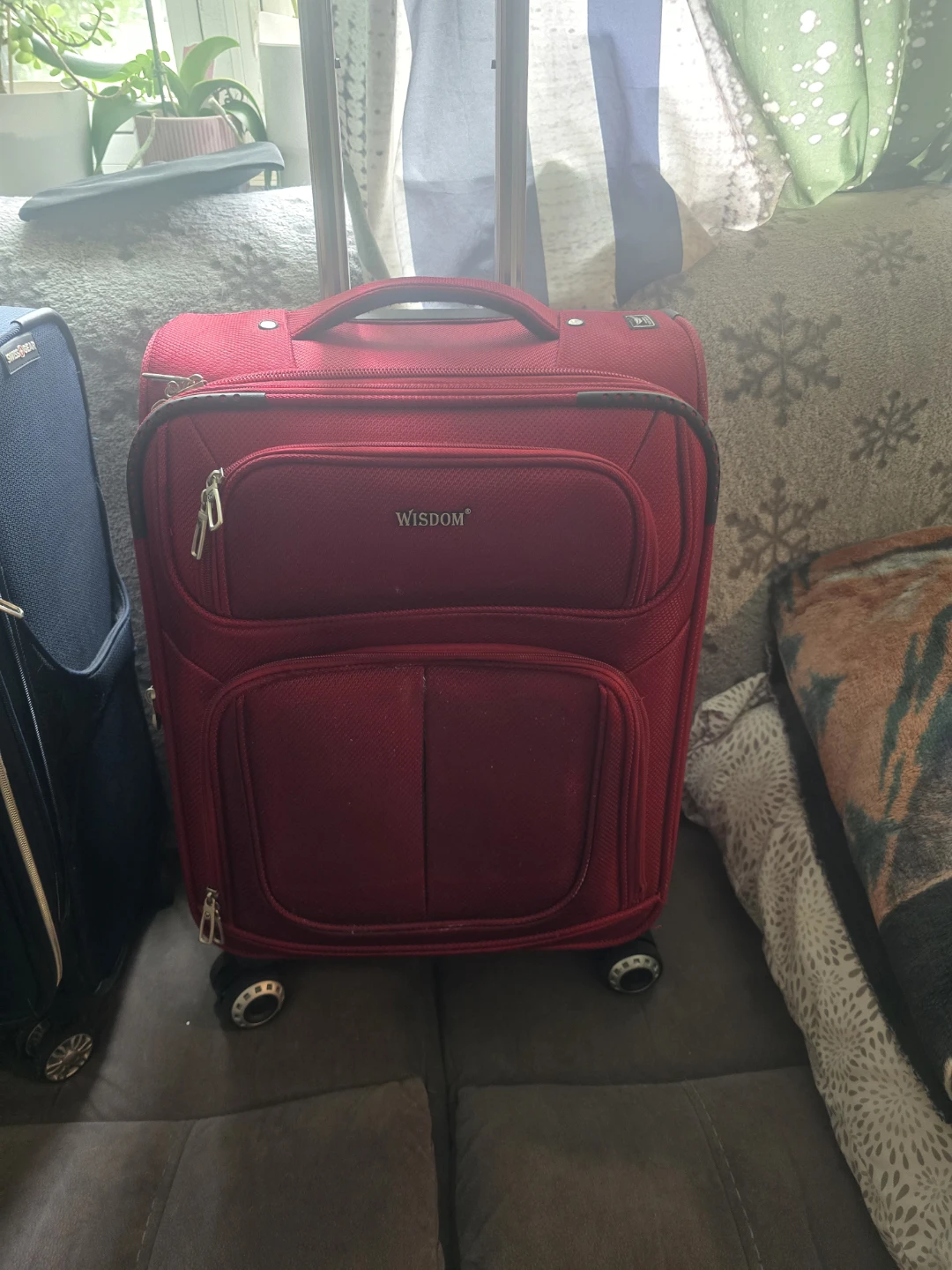 WISDOM Red Rolling Carry-On Suitcase