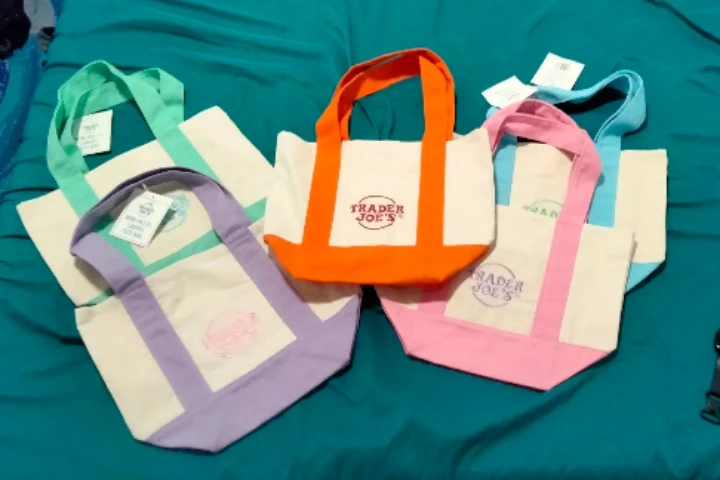 Trader Joe's Mini Pastel Canvas Tote Bags (set of 5)