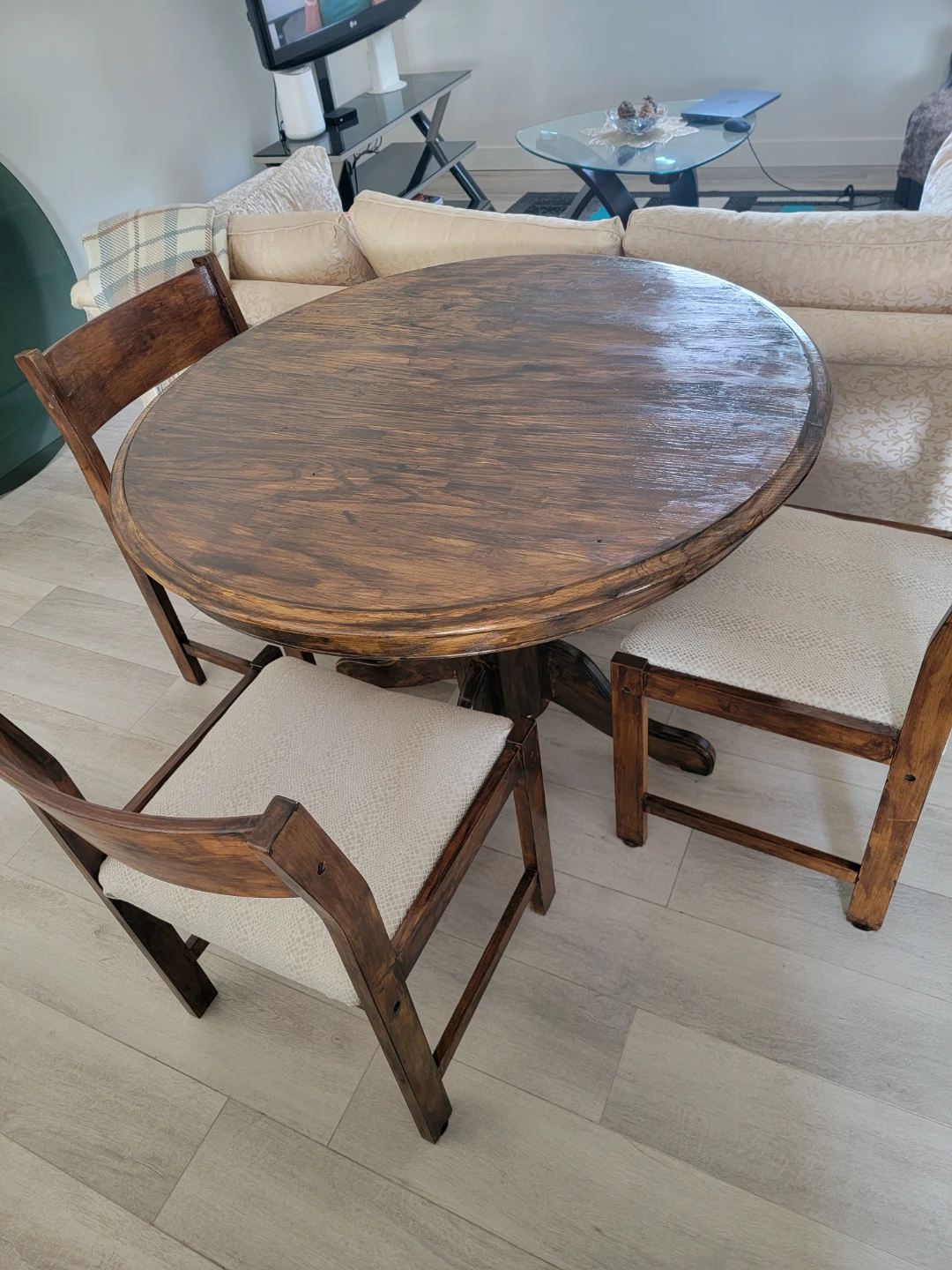 Wooden Dining Table Set with 3 Chairs