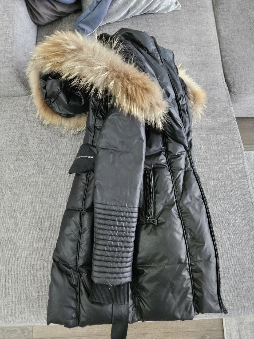 Rudsak Black Down Puffer Coat with Fur Trim size XS
