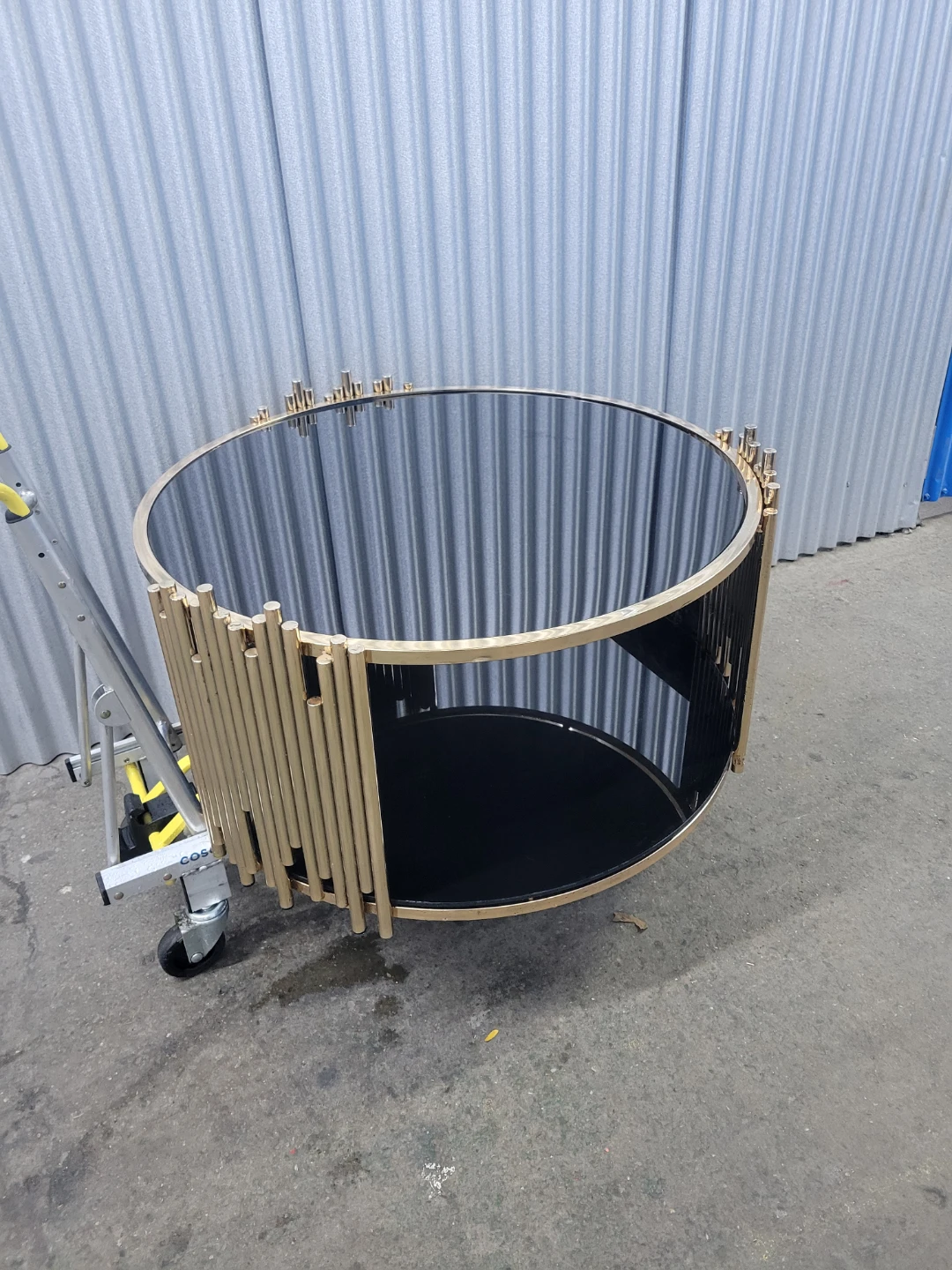 Modern Gold and Black Circular Accent Table
