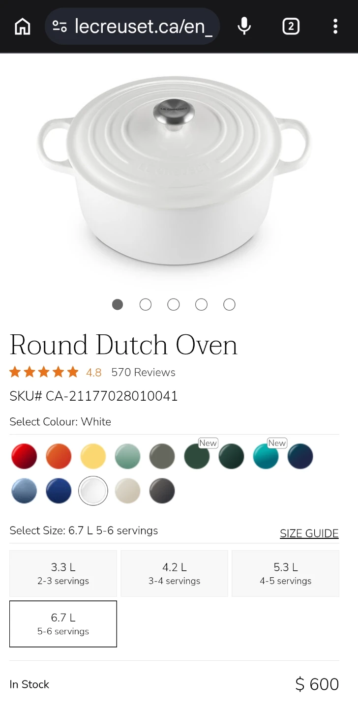 Le Creuset Round Dutch Oven - White, 6.7L - photo 3