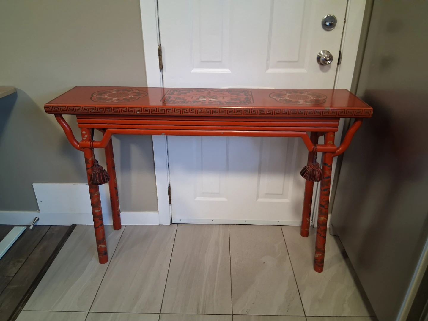 Red lacquered table