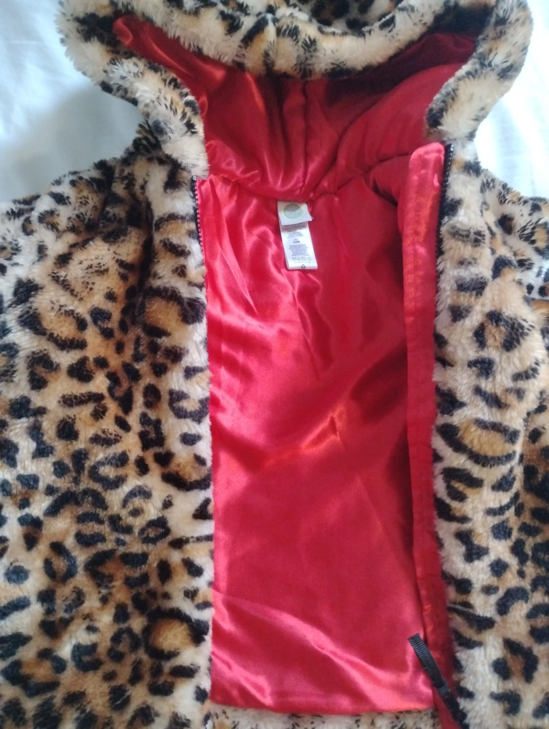 Baby Girl Leopard Print Faux Fur Hooded Jacket