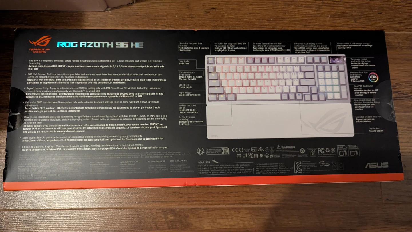 Asus ROG Azoth 96 HE(white)gaming keyboard brand new sealed box - photo 2