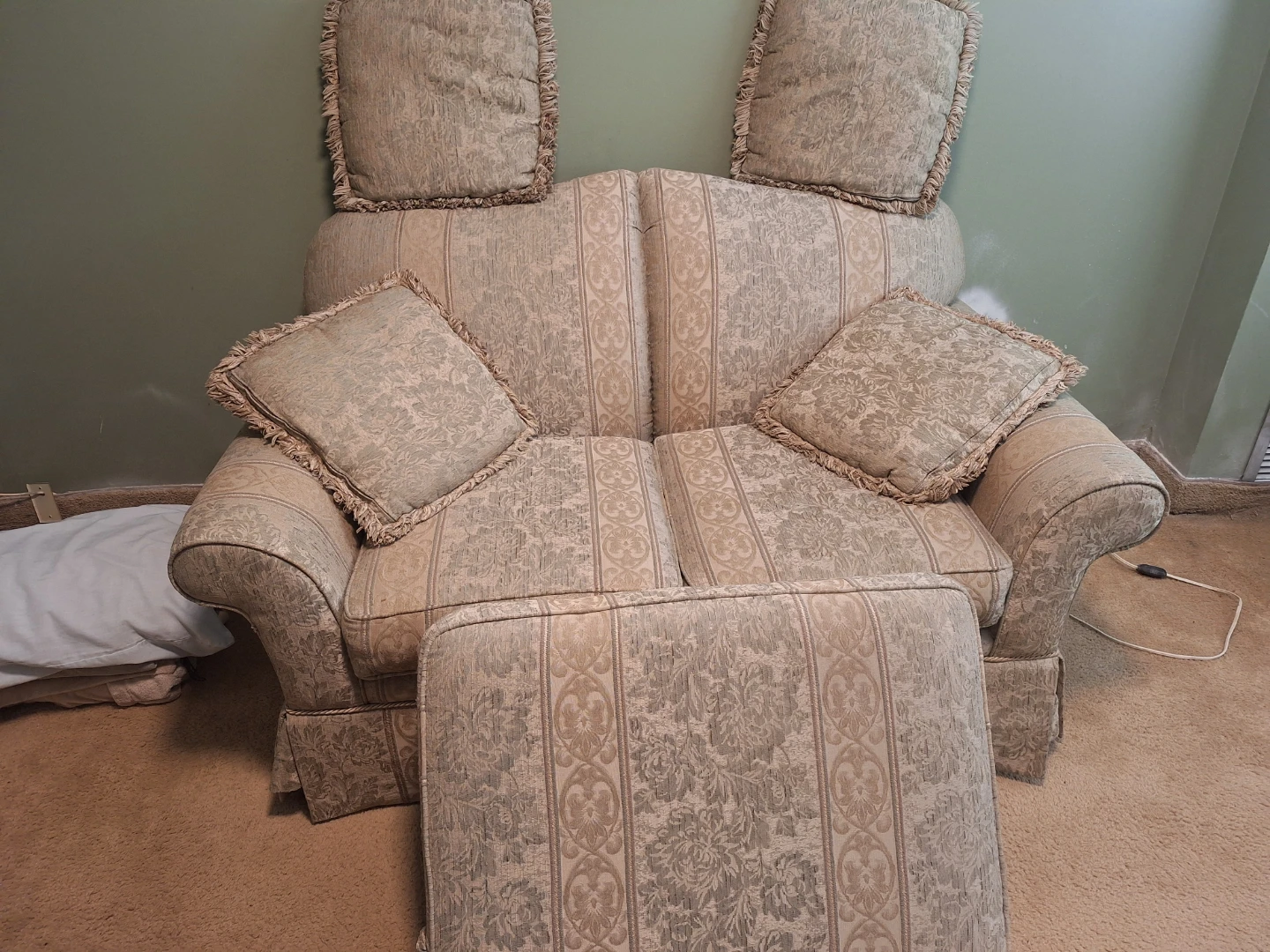 Floral Pattern Loveseat with Matching Ottoman