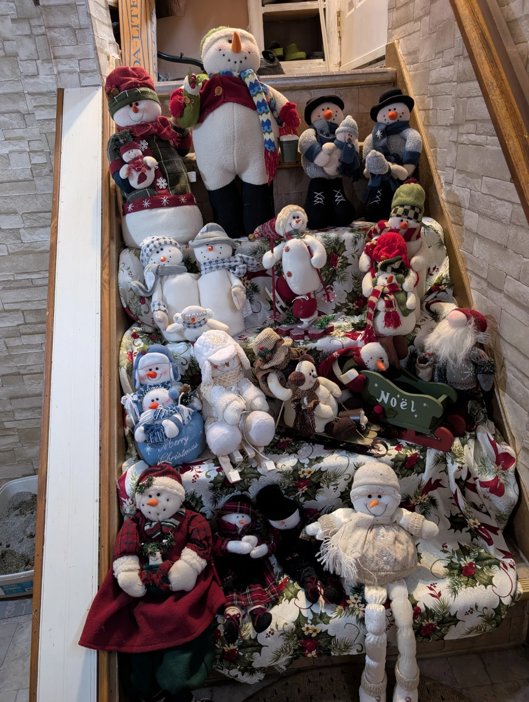 Collection of Decorative Fabric Snowman Figurines