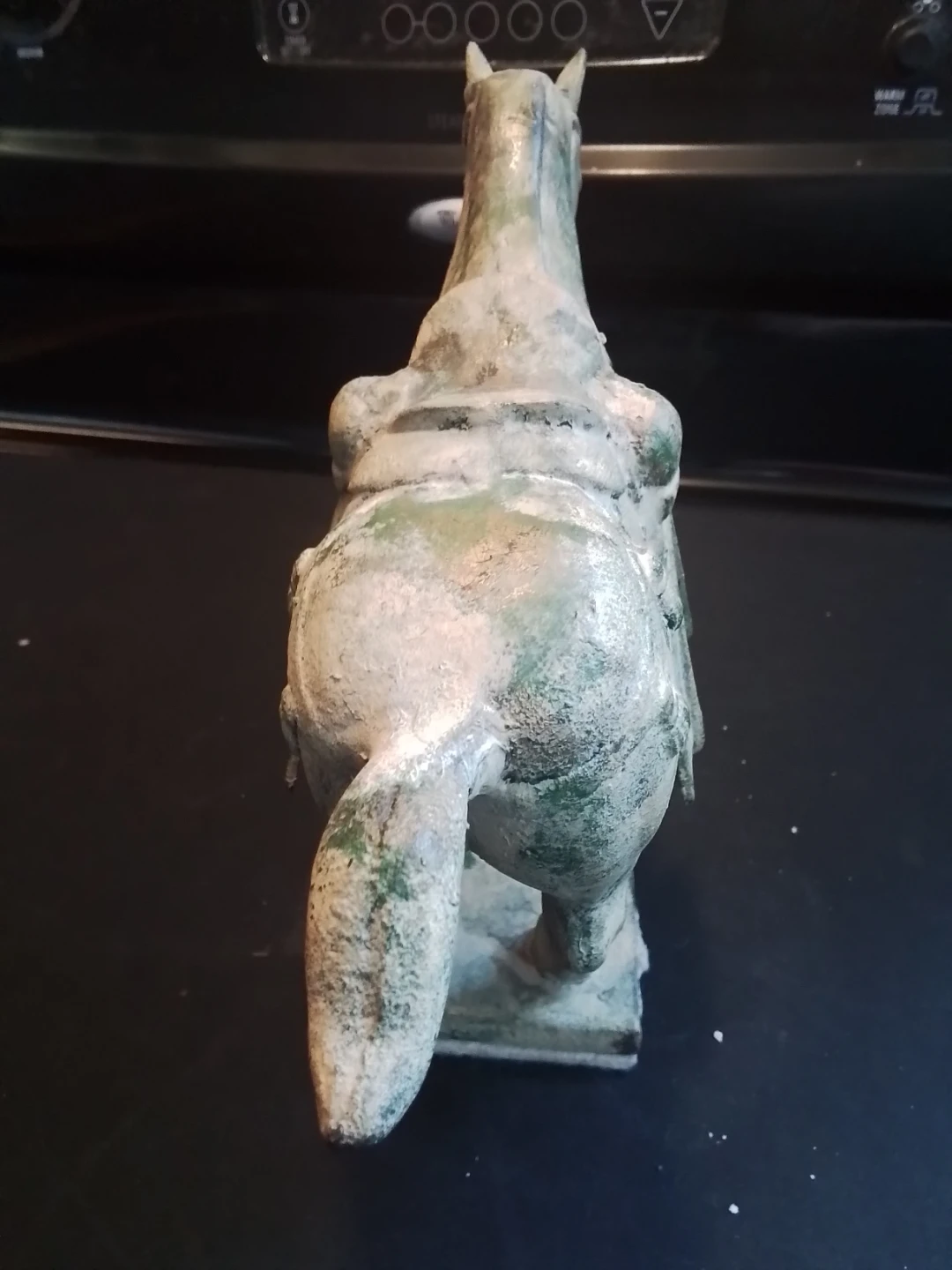 Vintage Heavy Cast Iron Chinese Tang Dynasty Style War Horse - photo 4