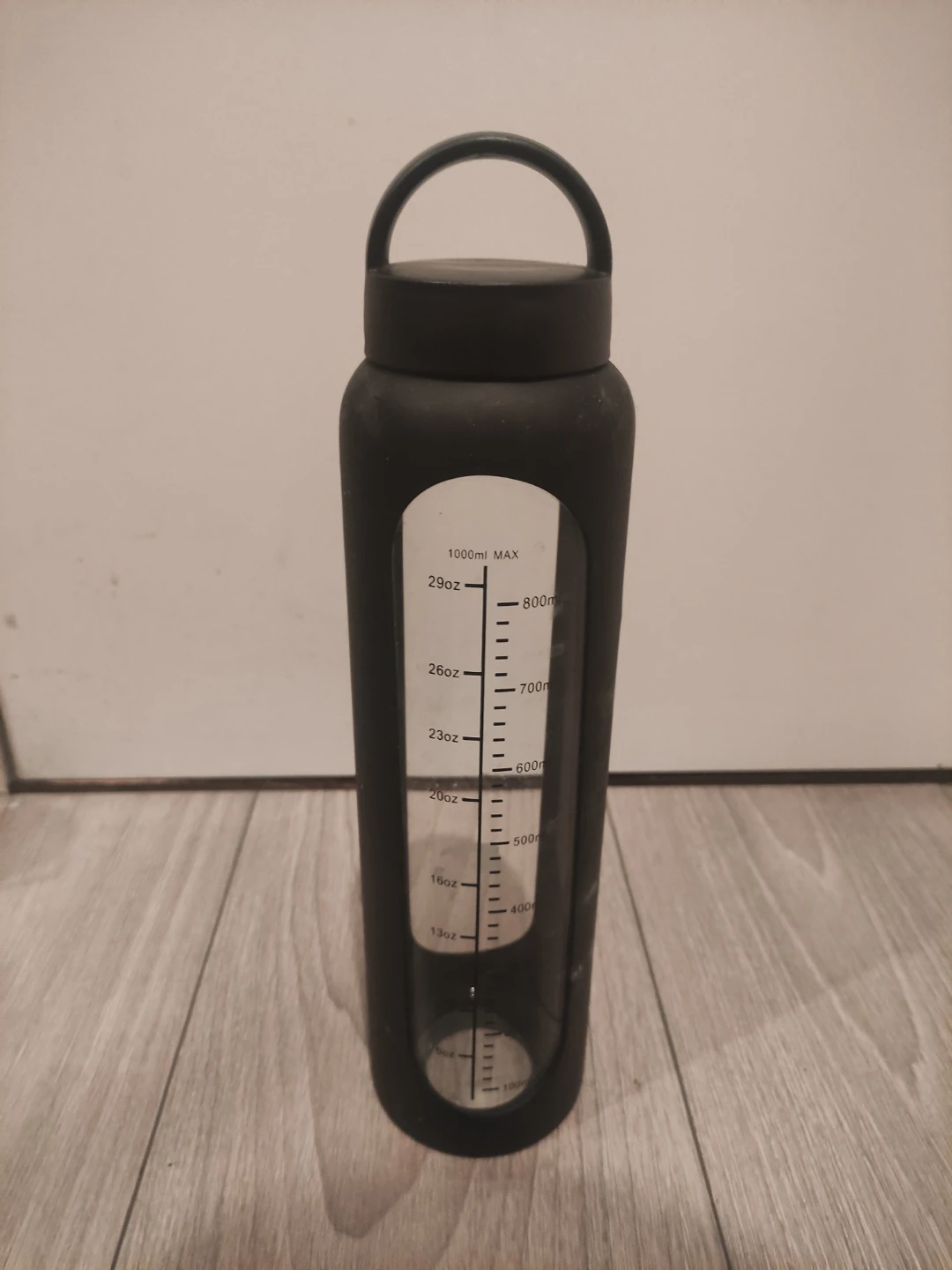 Black Silicone Glass Water Bottle 1000ml 🏈