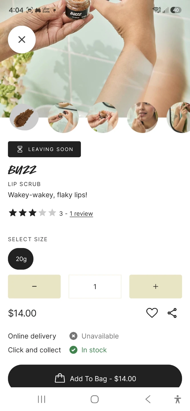 Lush Buzz Lip Scrub 20g