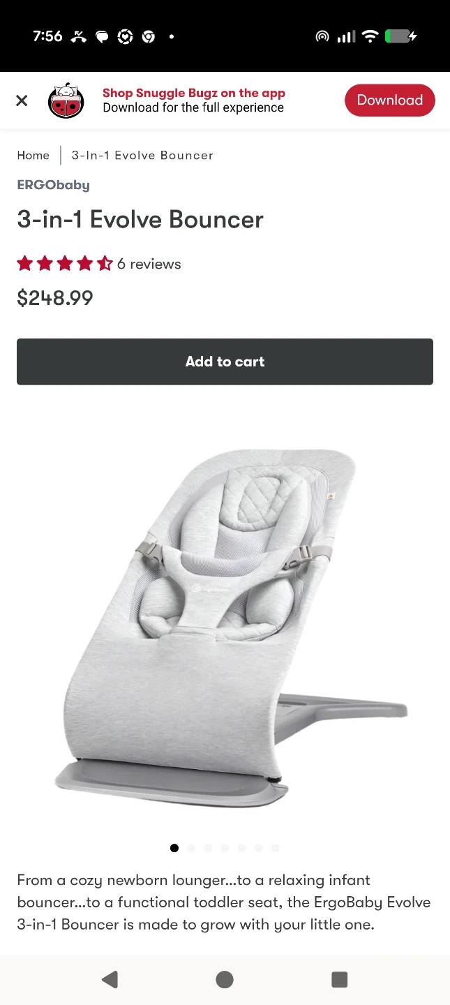 Ergobaby Evolve 3-in-1 Bouncer light gray