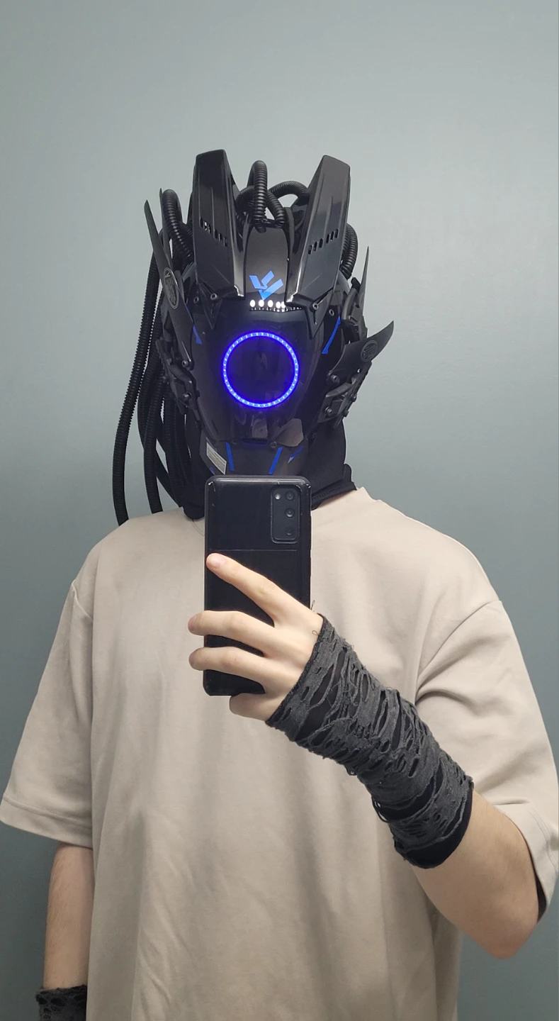 Cyberpunk Sci-Fi Tactical LED Helmet
