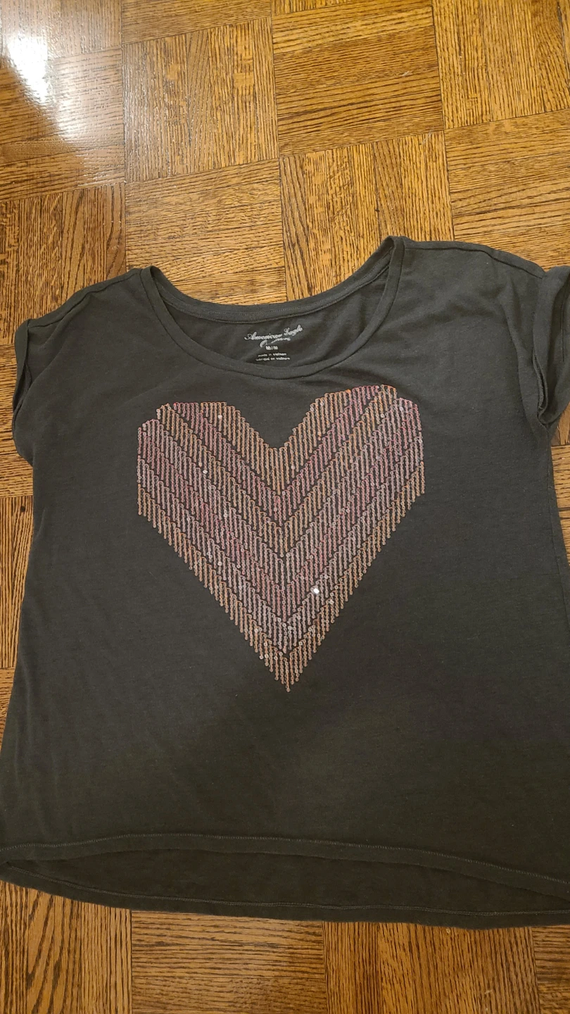 American Eagle Outfitters sequined heart t-shirt
