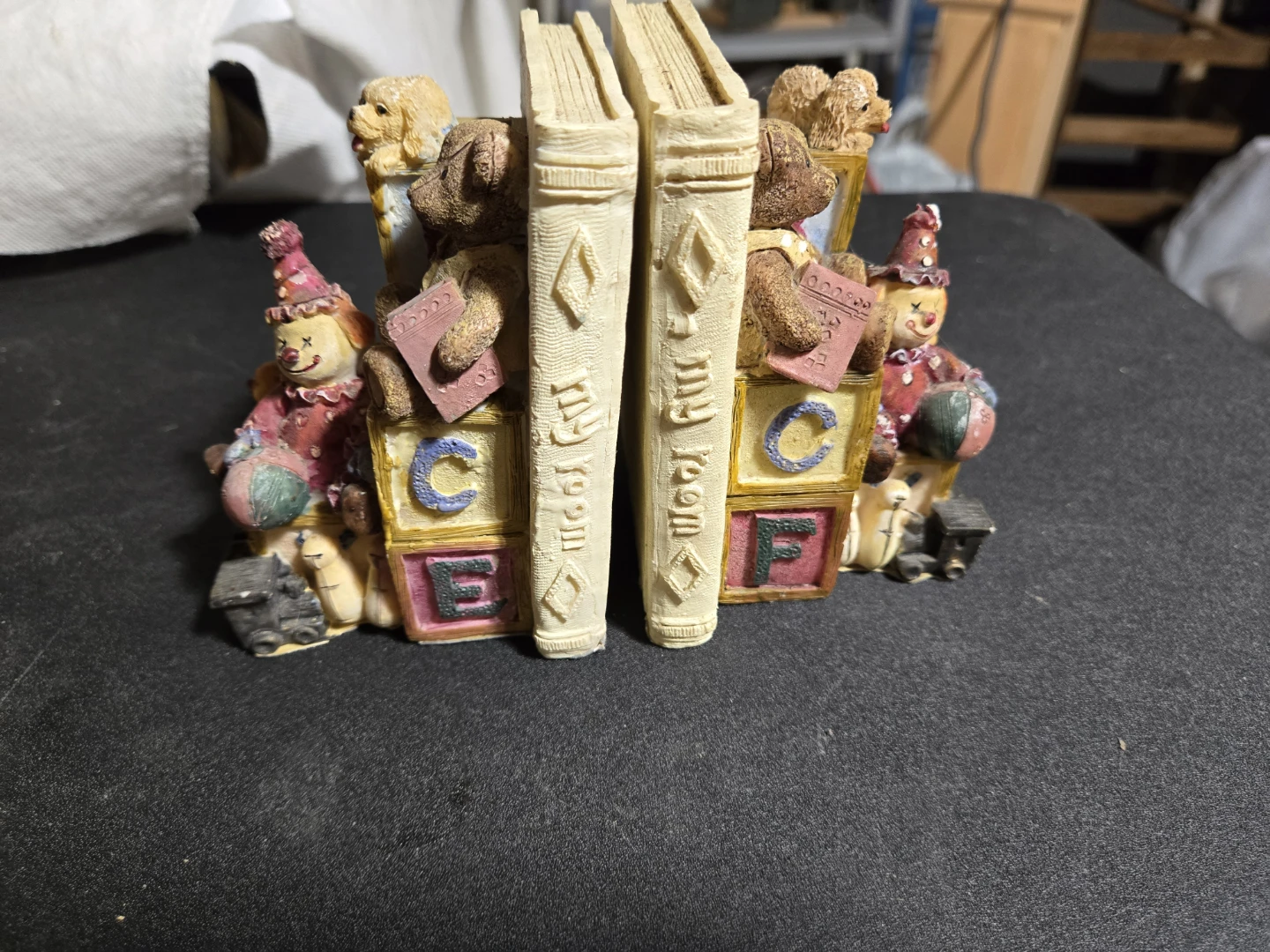 Decorative Bookends with Bears and Clowns