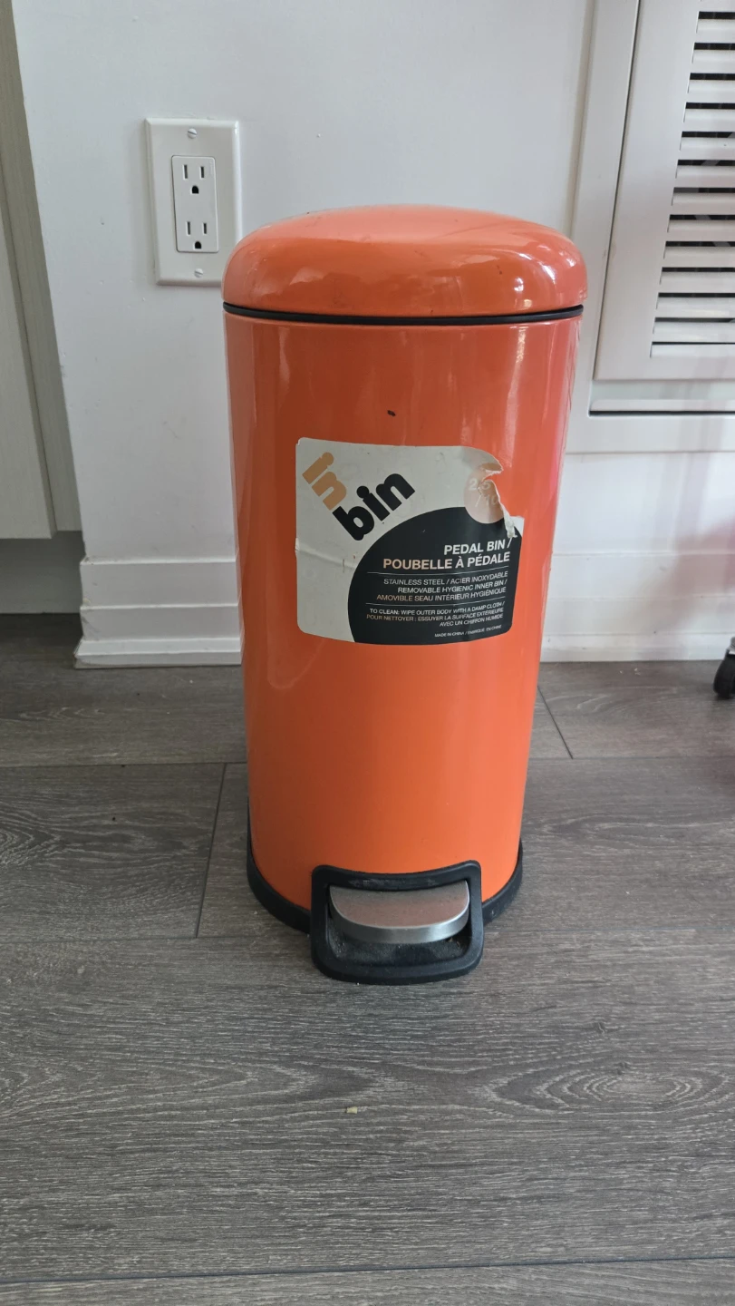Orange Pedal Bin Trash Can