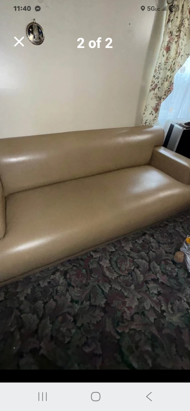 Tan Faux Leather Sofa