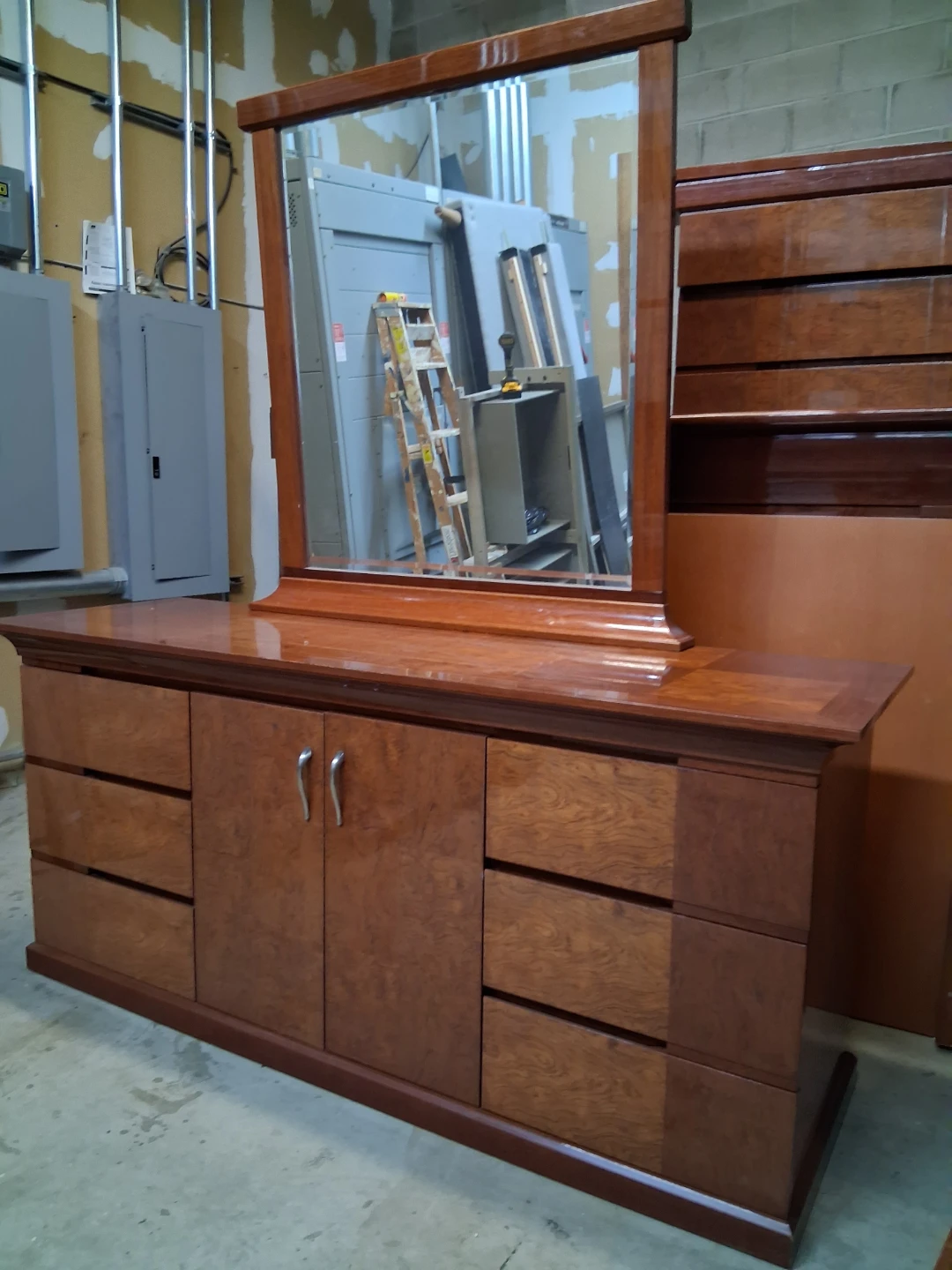 Wood Dresser with Mirror