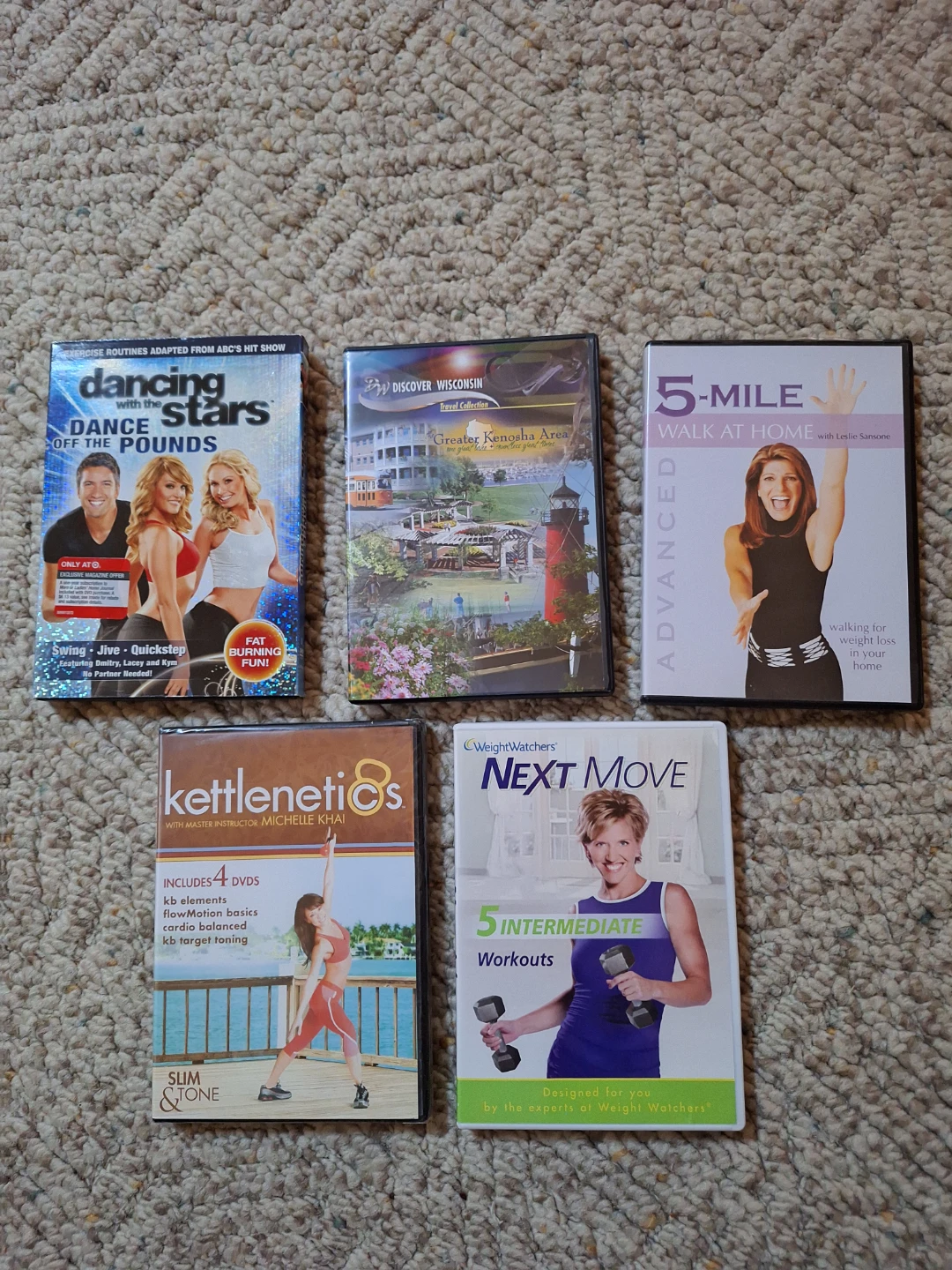 Set of 5 Assorted Workout and Travel DVDs