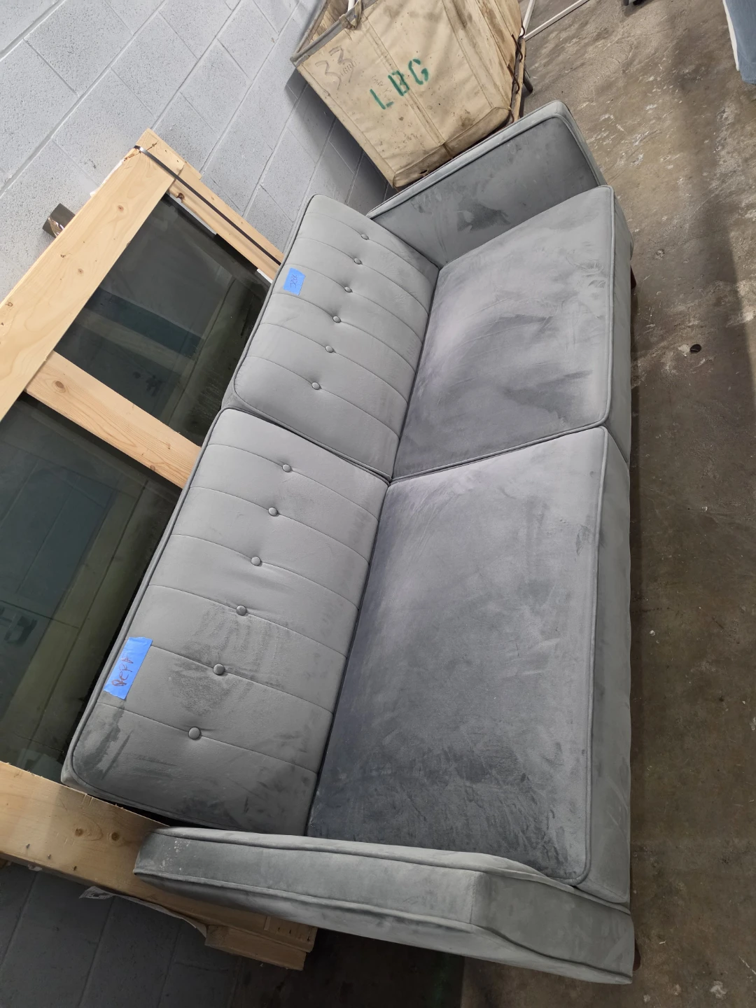 Next Grey Velvet Tufted Sofa bed