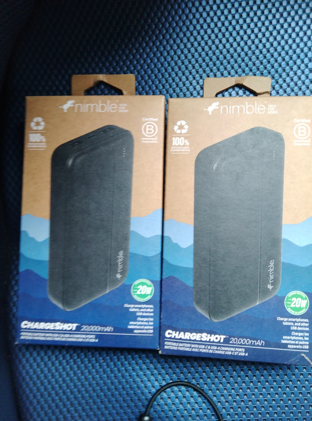 Two Nimble CHARGESHOT 20,000mAh Portable Batteries