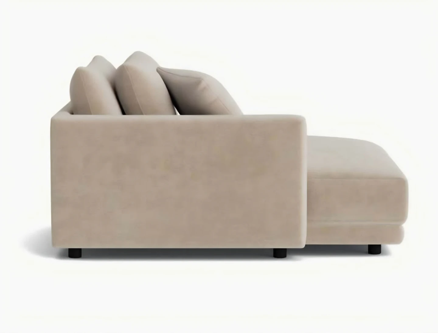 Sundays Soft Spot Velvet Chaise Lounge Sectional Sofa - Beige