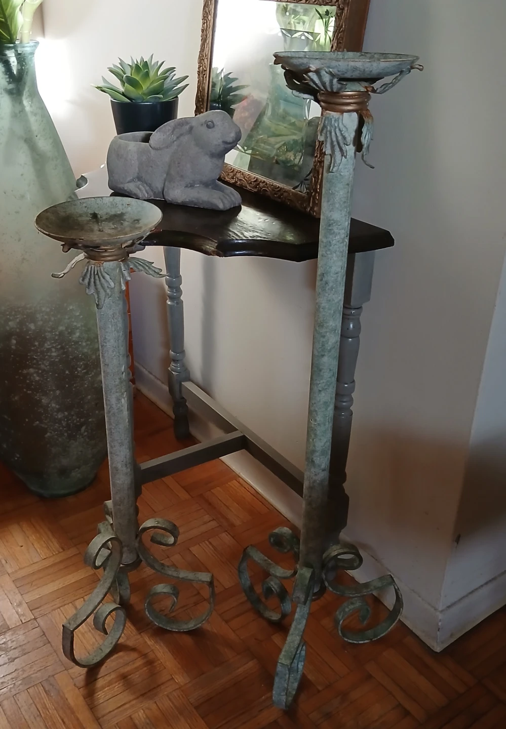 Set of Two Vintage Floor Candle Holders - photo 2
