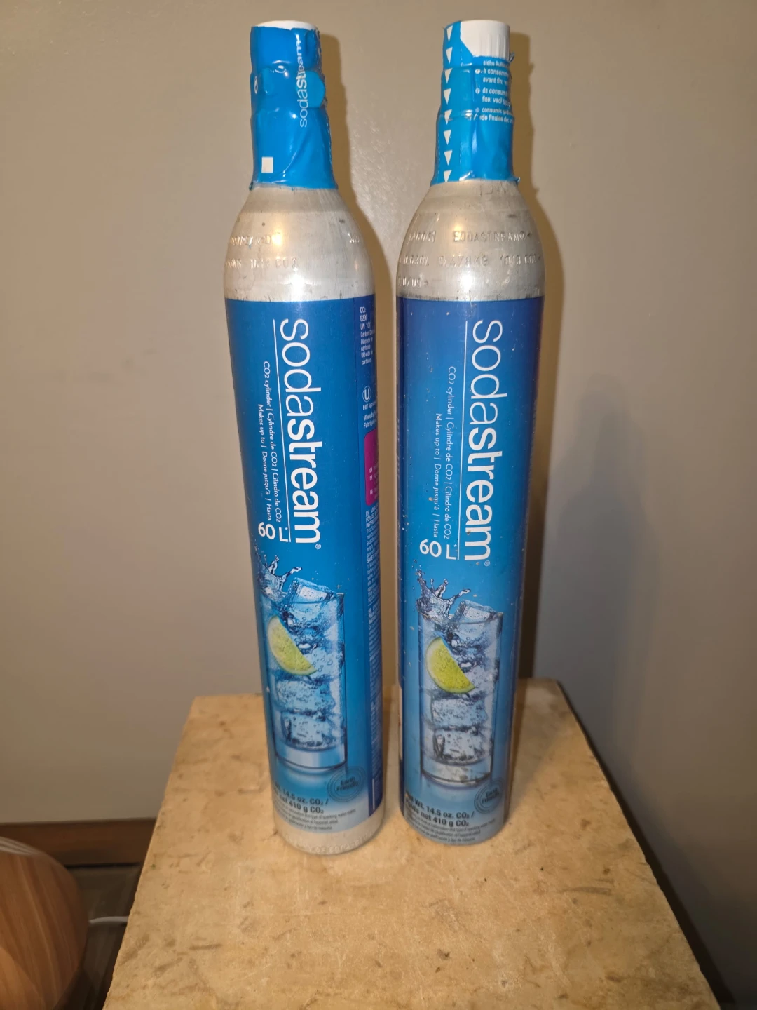 Two SodaStream 60L CO2 Cylinders