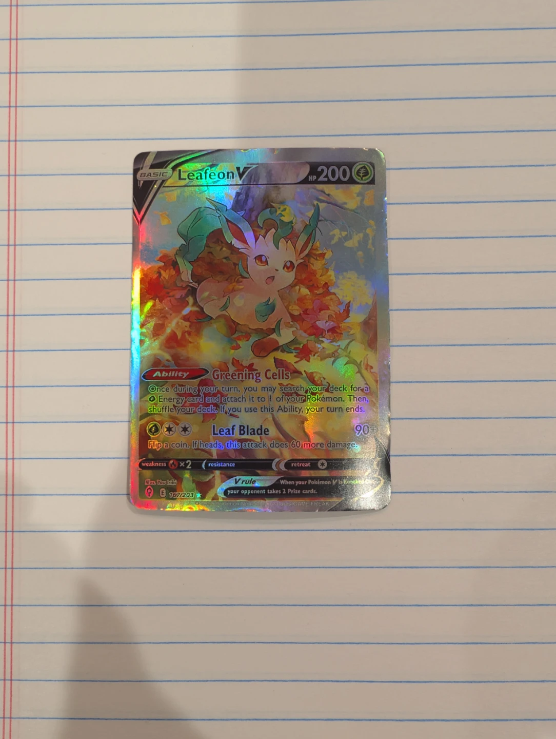 Leafeon V ( Alternate Full Art ) SWSH 07 :  Evolving Skies - photo 3