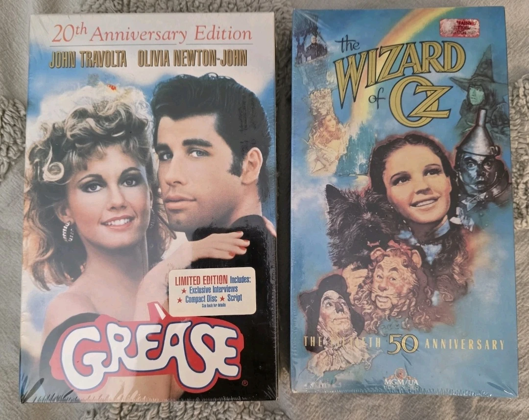 NEW Grease and The Wizard of Oz VHS Tapes
