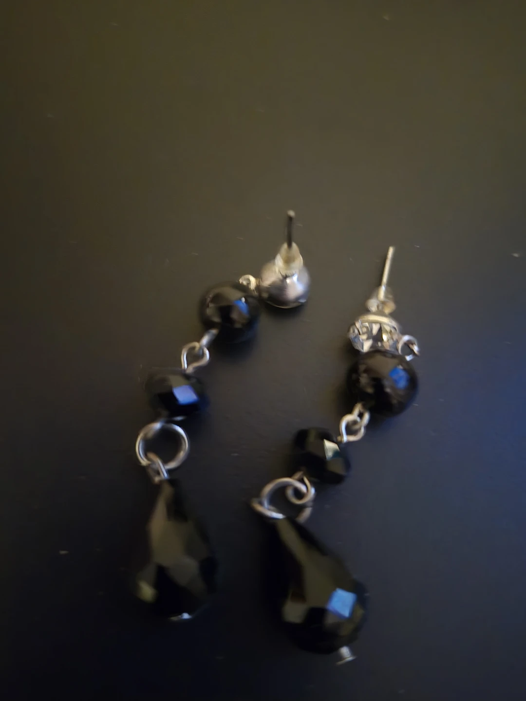 Black Beaded Drop Earrings