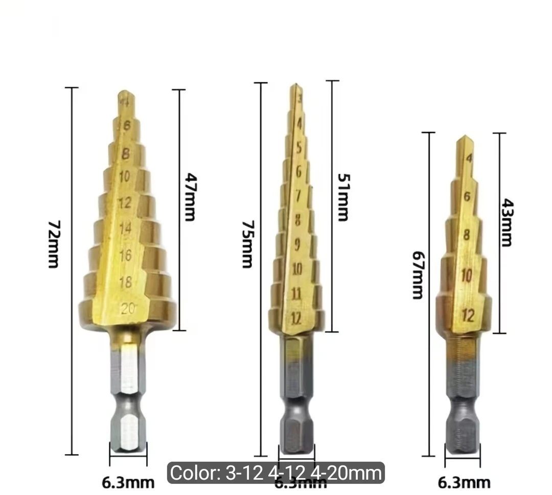 3PCS Step Drill Bit Set . 3 dollars each or 7 for all set