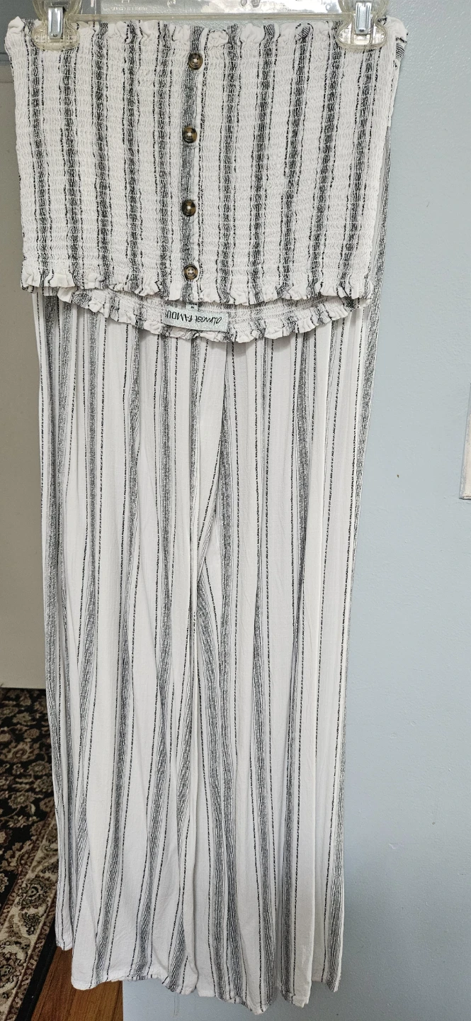 Almost Famous Striped Tube Top and Wide Leg Pants Set - photo 2