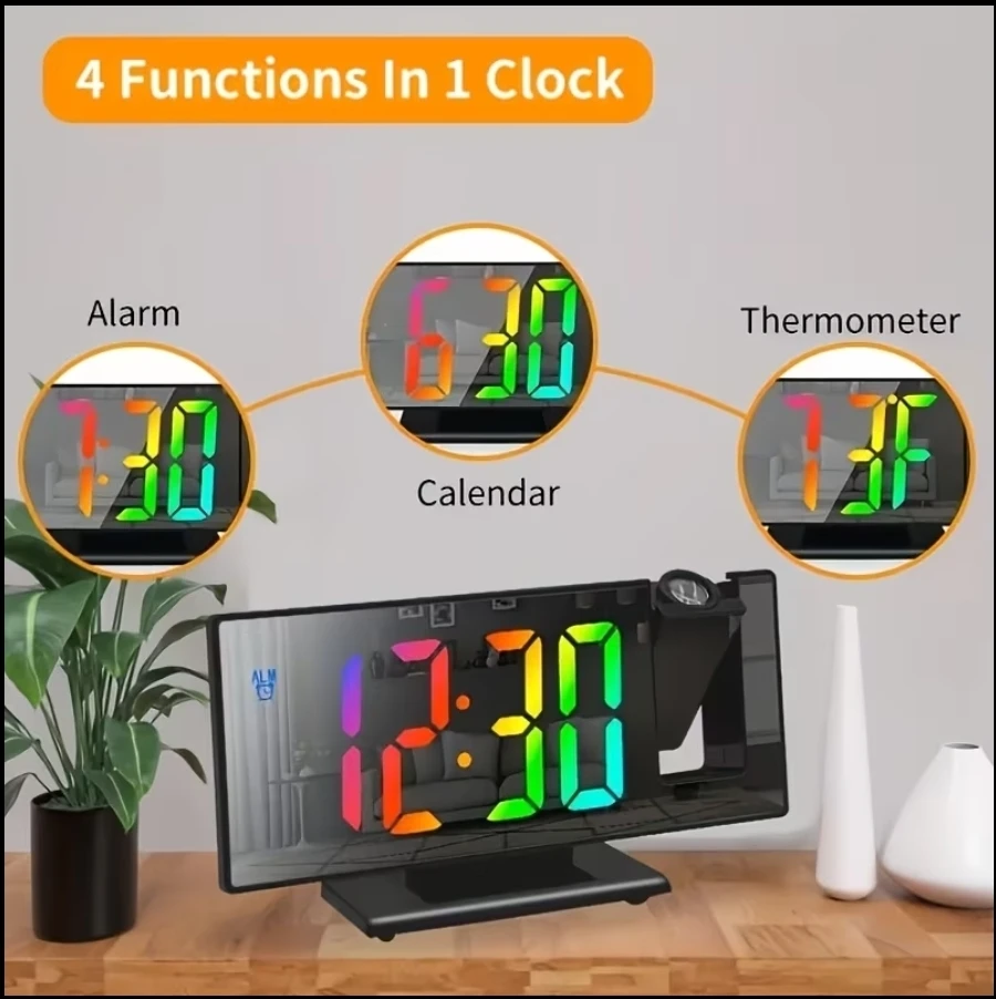 LED Mirror Projection Alarm Clock - photo 2