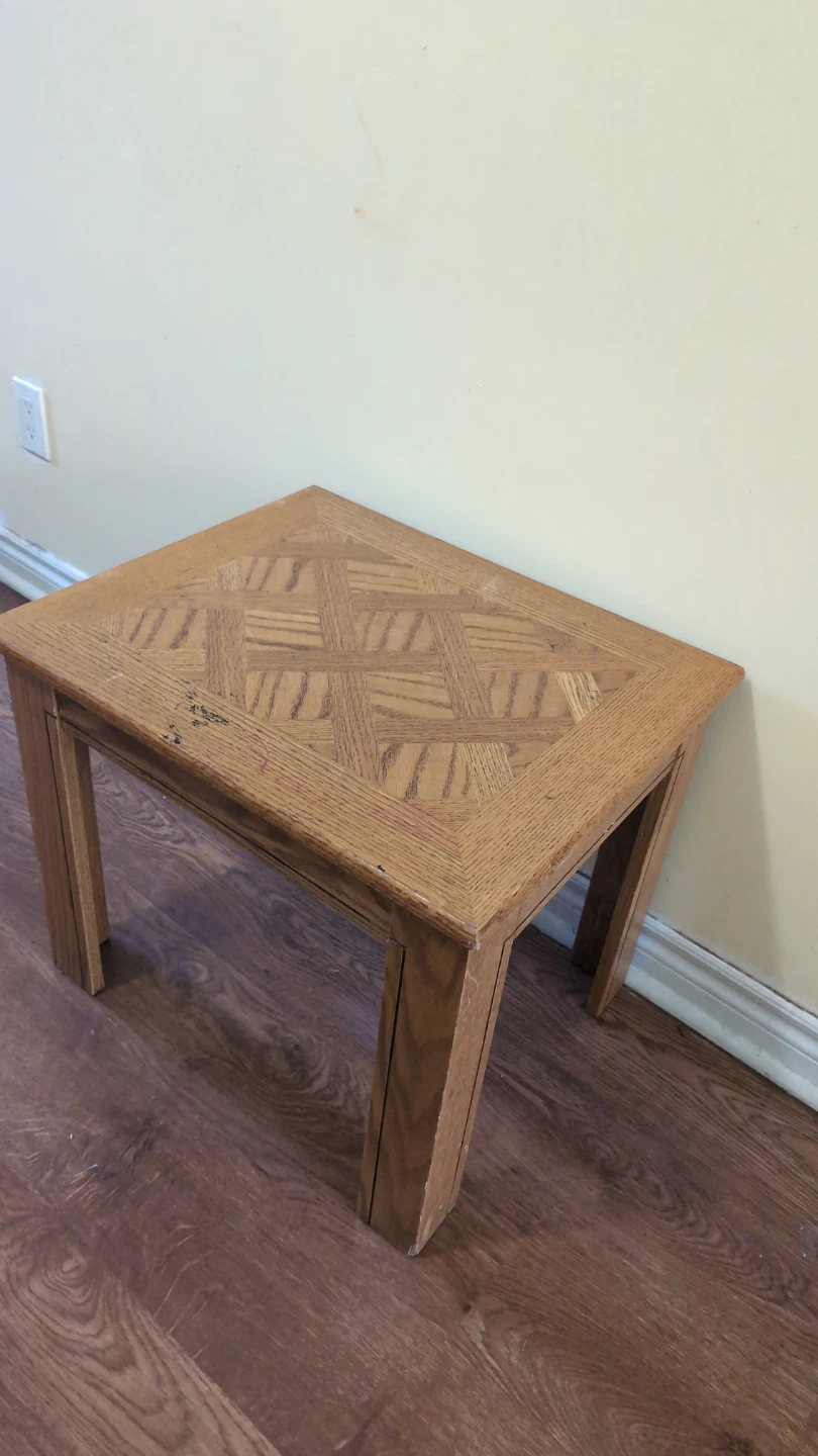 Oak End Table with Parquet Inlay - photo 2