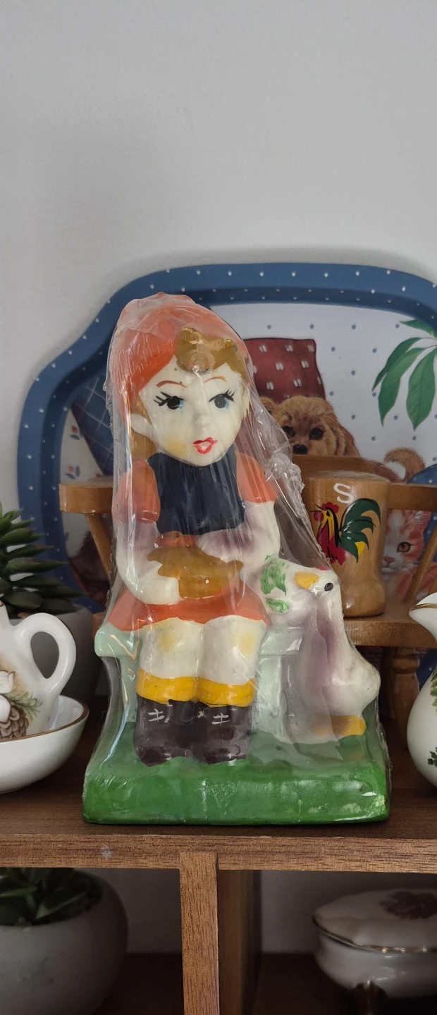 Vintage Girl and Goose Candle