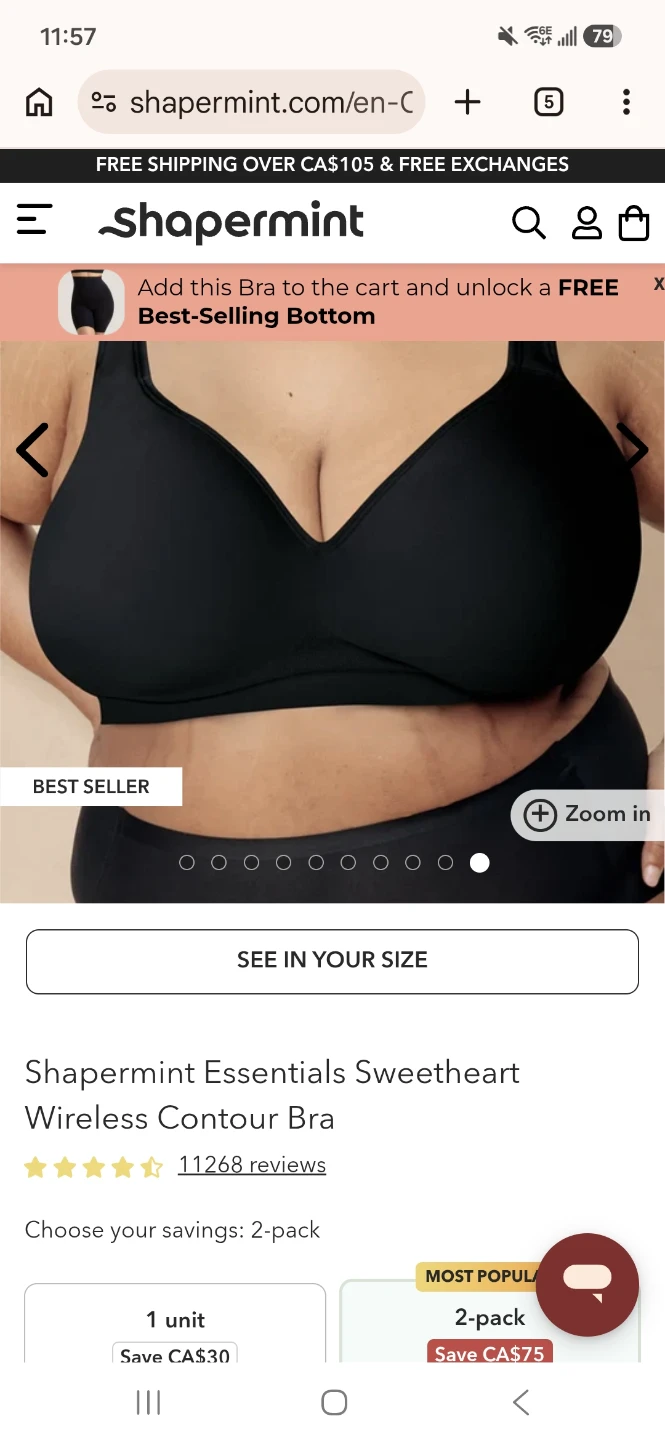 Shapermint Essentials Sweetheart Wireless Contour Bra 2XL - photo 2