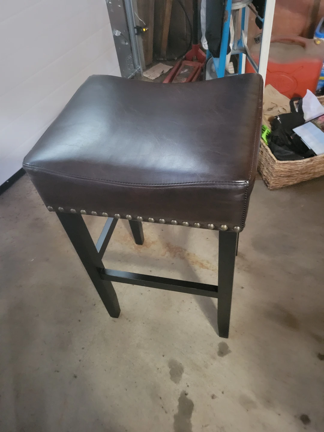 Set of 4 Brown Faux Leather Bar Stools - photo 3