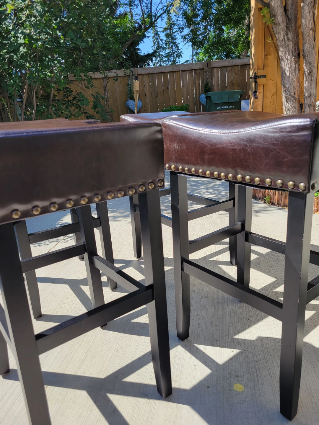 Set of 4 Brown Faux Leather Bar Stools - photo 4