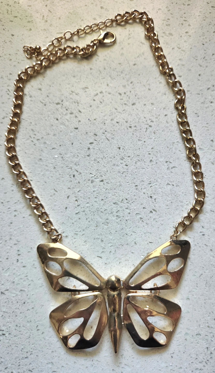 Gold-tone butterfly pendant necklace