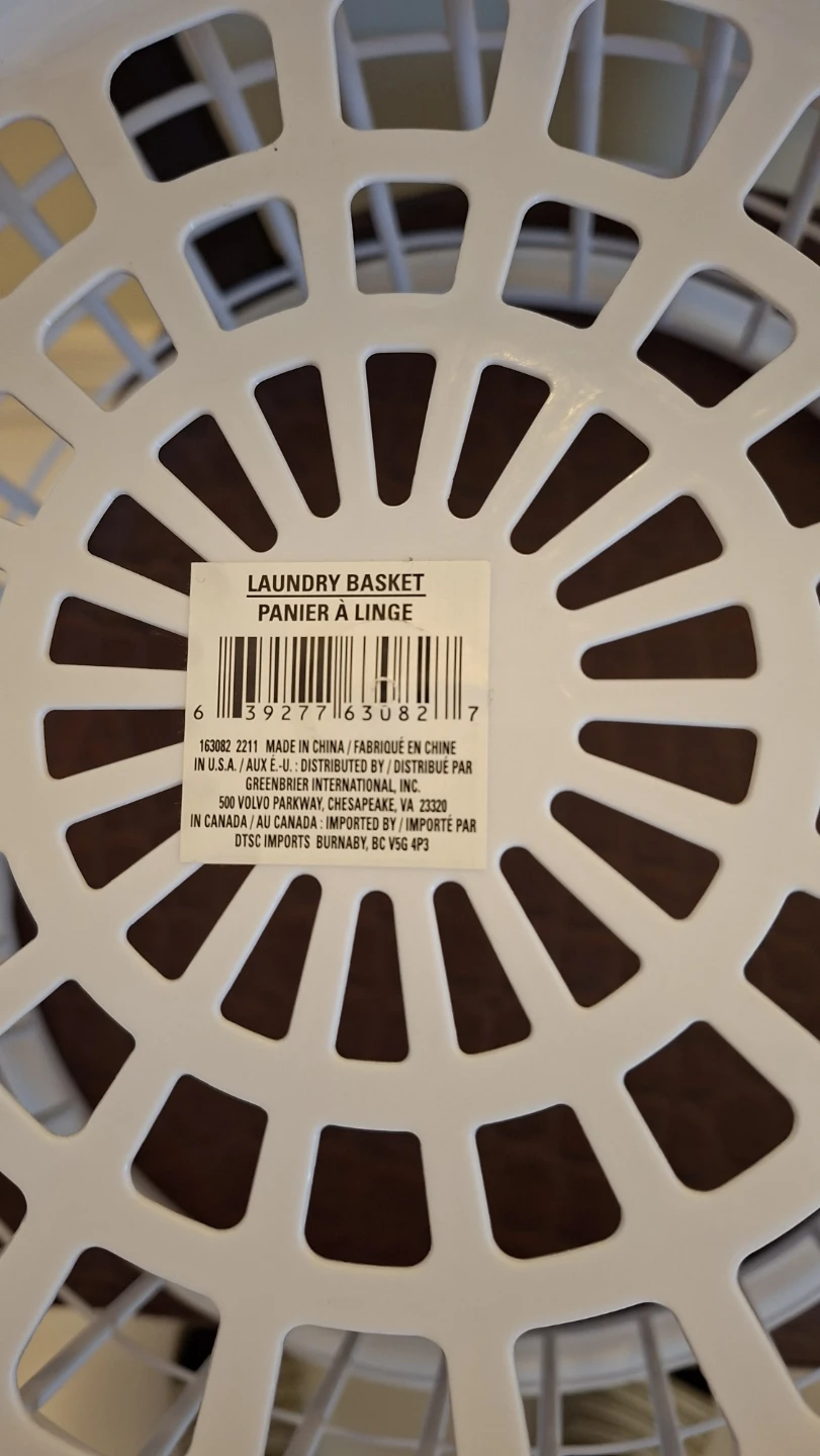 White Round Plastic Laundry Basket - photo 3