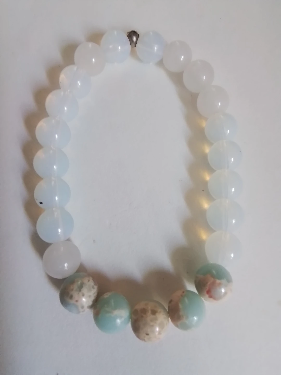 Rare Dual-Composition Crystal Bead Stretch Bracelet - photo 2