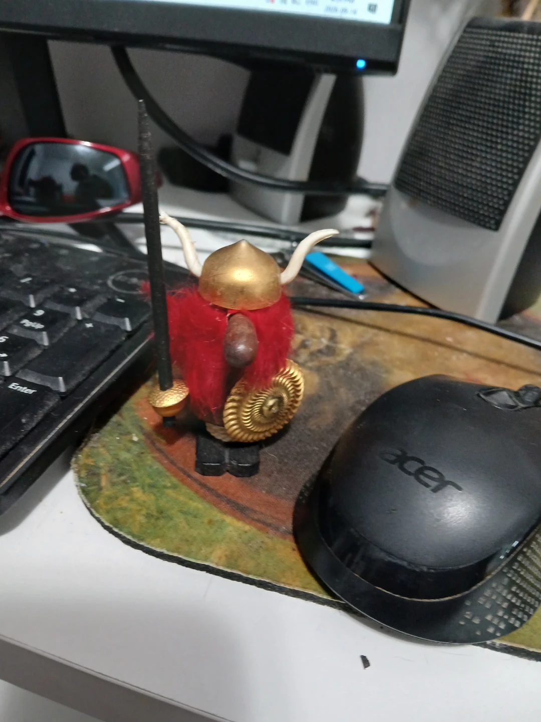 Vintage Viking Figurine with Shield and Sword