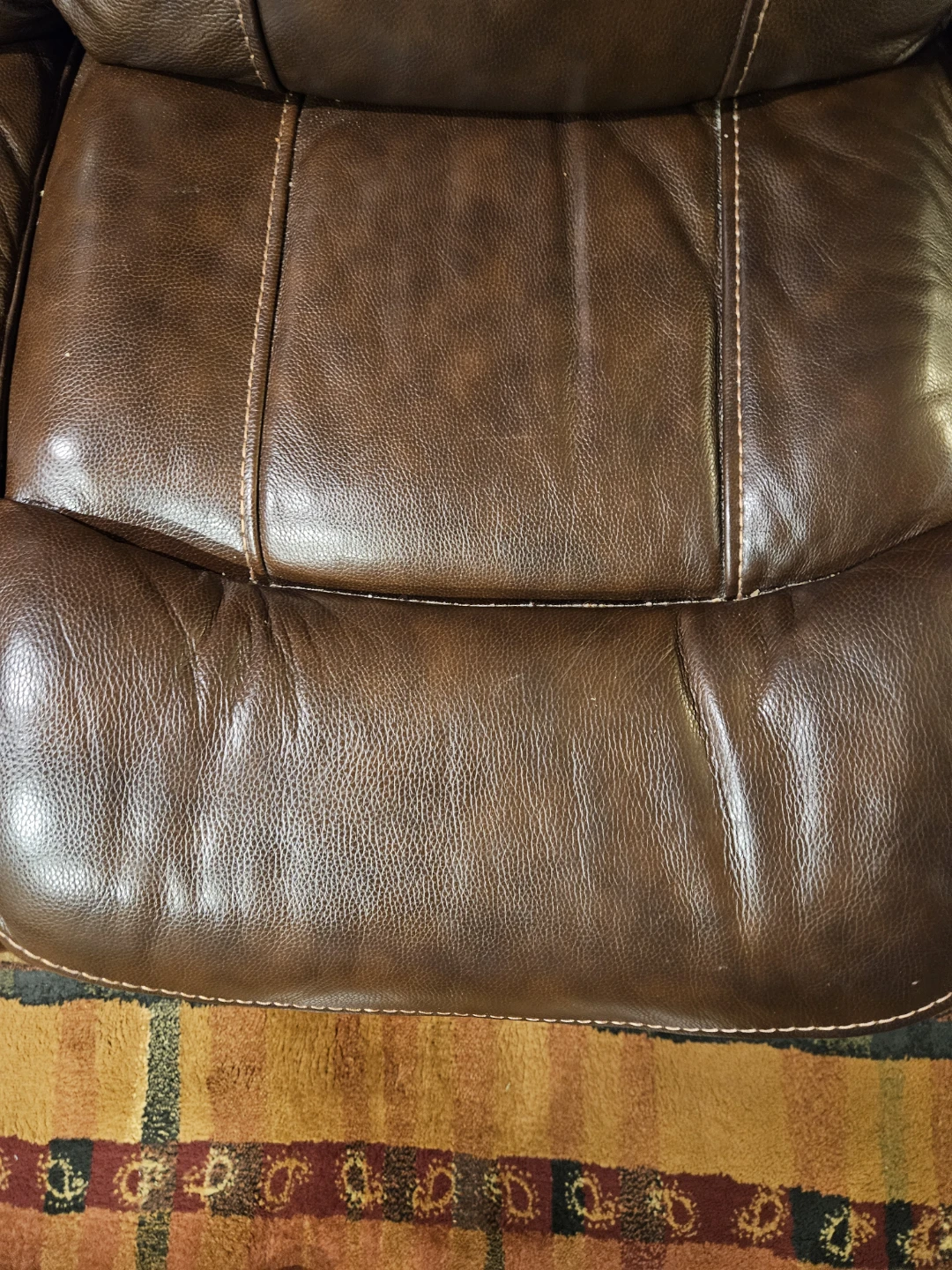 Dark Brown Leather Reclining Sofa - photo 2