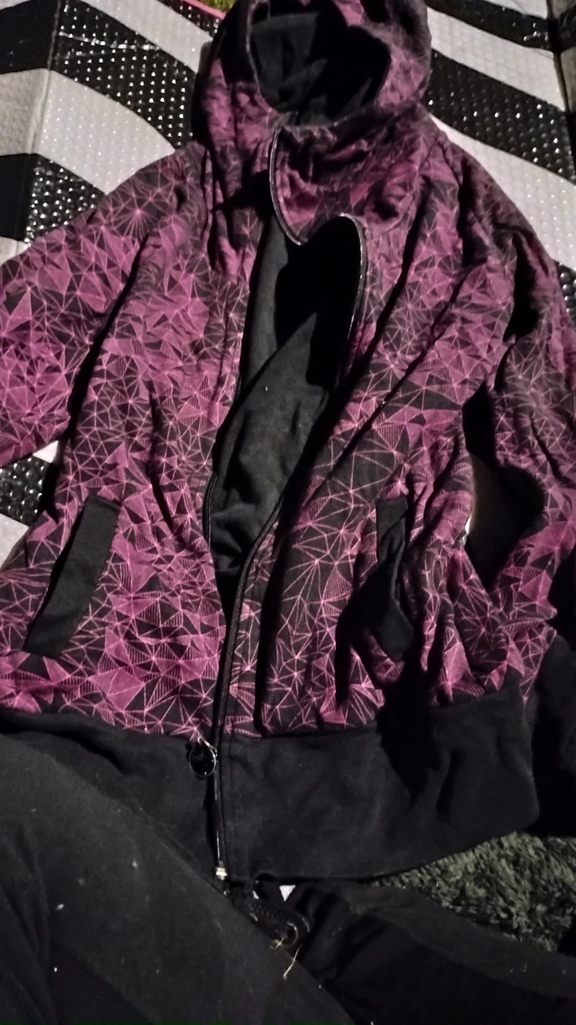 Bench Geometric Zip-Up Hoodie (Pink/Black) - Size Medium - photo 3
