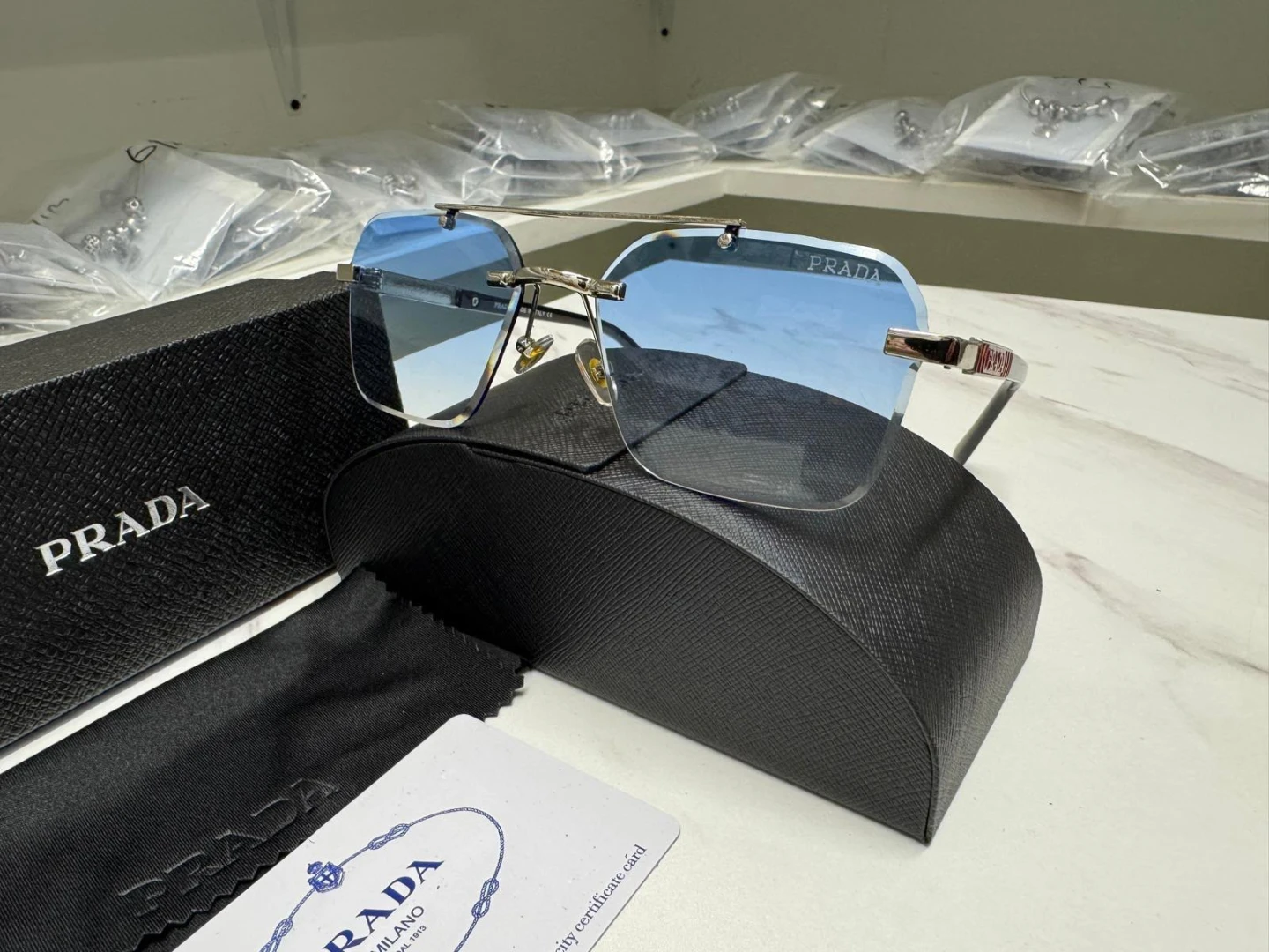 Prada Rimless Square Sunglasses