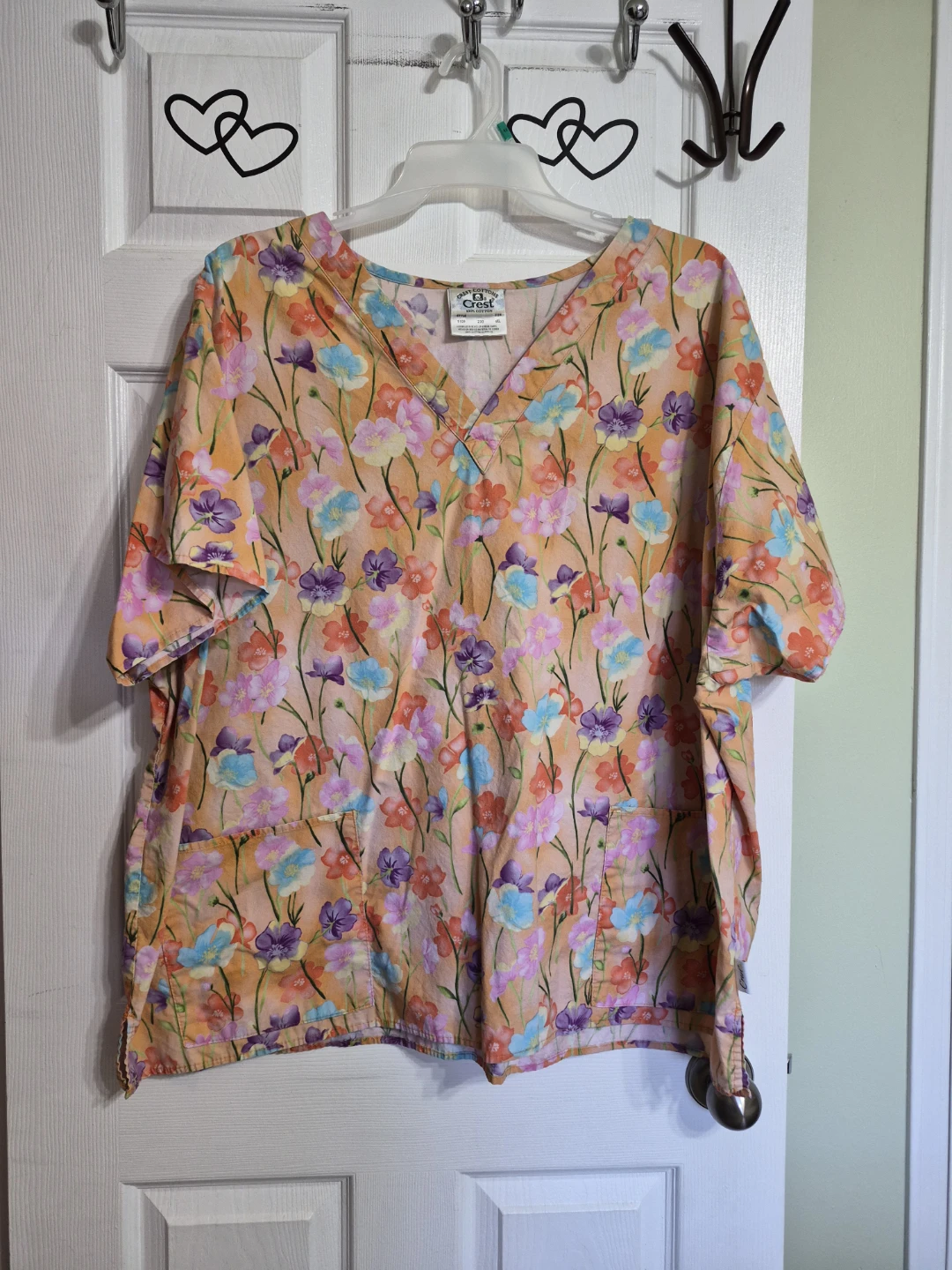 Chest 100% Cotton Size 4X Scrub Top